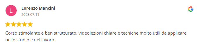 Recensione a 5 stelle di Lorenzo Mancini per il corso Memosystem.