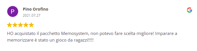 Recensione di Pino Orofino sul pacchetto Memosystem: Imparare a memorizzare è stato un gioco da ragazzi.